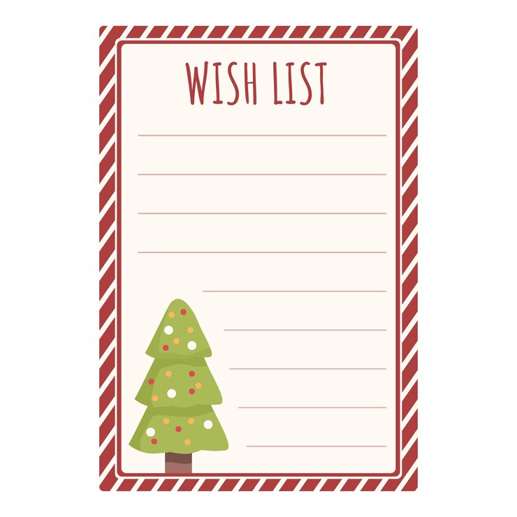 Vettore lista dei desideri regali albero di abete icona cartone animato vettore xmas design