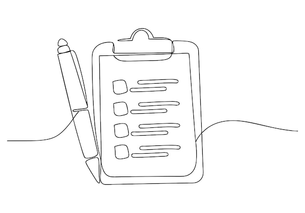 Lista di controllo e penna - Disegno di una linea
