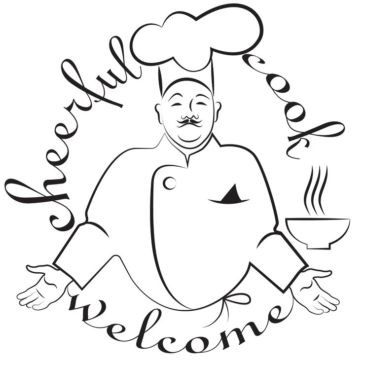 Vettore lo chef ti invita ad andare al ristorante