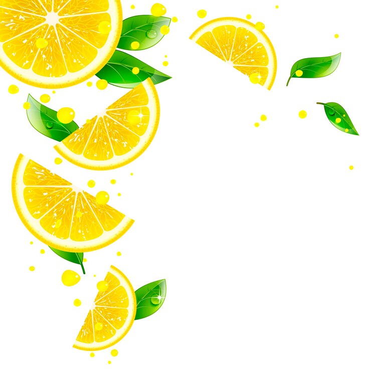 Vettore lo sfondo degli schizzi di limone e succo