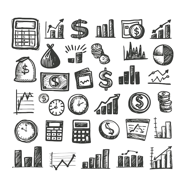 Lo stile Doodle dell'icona economica aziendale