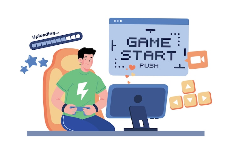 Vettore lo streamer di videogiochi riproduce i videogiochi dal vivo
