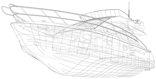 Lo yacht di lusso in formato EPS10 Wireframe Vector creato in 3D