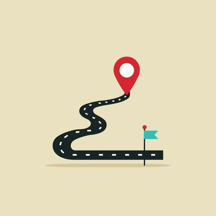 Vettore localizzazione pin to flag route