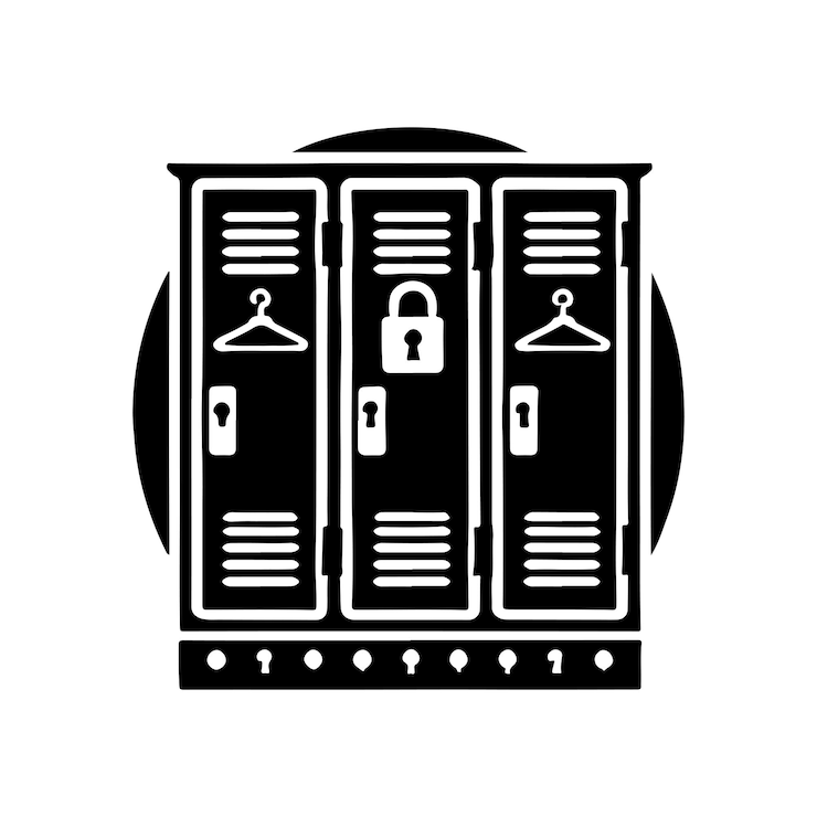 Vettore locker art vettoriale silhouette logo design nero e bianco