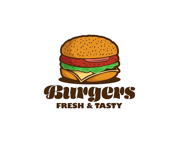 Loghi di hamburger. logo colorato hamburger per ristorante o bar. modello di progettazione del logo