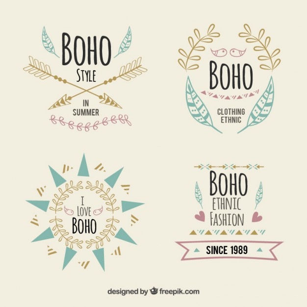 loghi ragazze in stile boho con elementi
