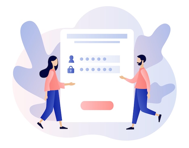 Login e password dell'account. Protezione dei dati, sicurezza informatica, registrazione online, riservatezza