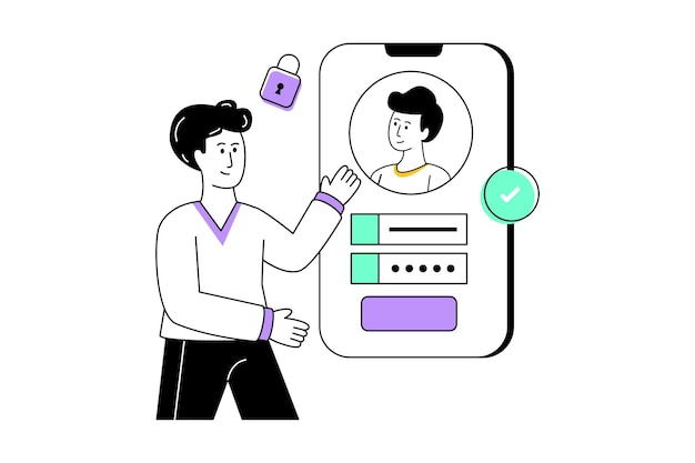 Login utente Flat Style Design Illustrazione vettoriale Stock illustrazione