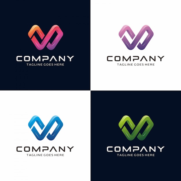 Logo 3D di lettera moderna astratto W