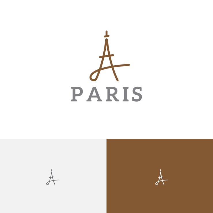 Logo astratto dell'agenzia di vacanze per le vacanze di viaggio Tour Eiffel di Parigi Francia