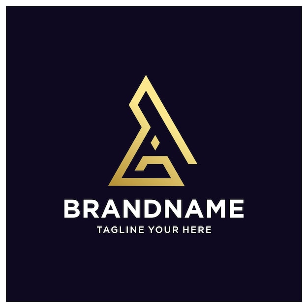 Logo AT design triangolo concetto aziendale astratto colore oro