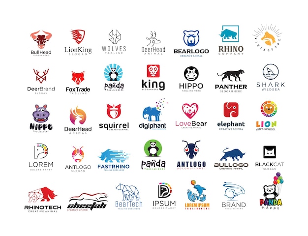Logo Big Set Animal Creativo vettore moderno semplice