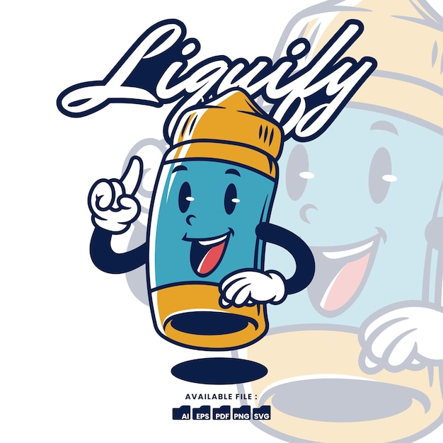 Logo carattere mascotte retrò vintage un liquido Vape