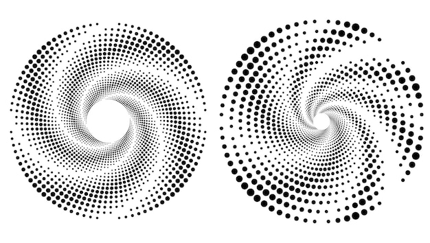 Logo circolare punteggiato. punti concentrici circolari isolati su sfondo bianco. Tessuto mezzetinte
