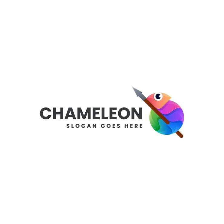 Vettore logo colorato a gradiente di camaleonte