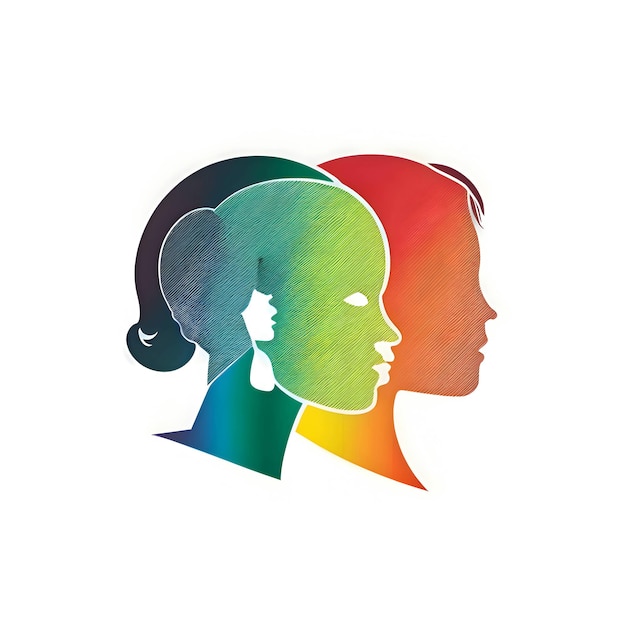 Logo concetto colorato due teste su sfondo bianco