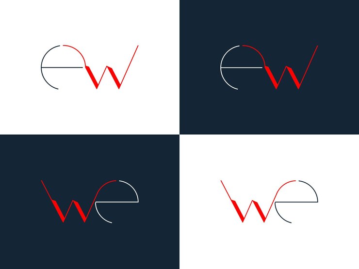 Vettore logo creative ew, we lettere, vettore modello icon design, logo aziendale finale.