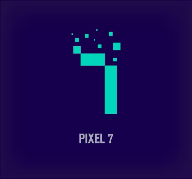 Logo Creative pixel numero 7 Unico pixel art digitale e vettore modello di esplosione di pixel