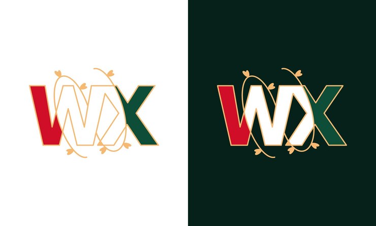 Vettore logo creativo con lettere wx o xw con concetto floreale di bellezza vettorico premium