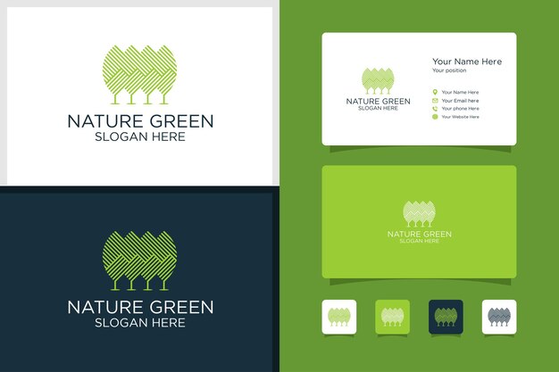 Logo creativo dell'albero del fiore logo naturale della foglia dell'albero e modello di progettazione del biglietto da visita vettore premium