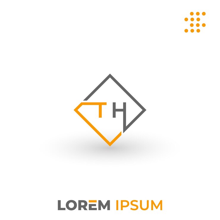 Logo creativo TH a forma quadrata per il tuo marchio.