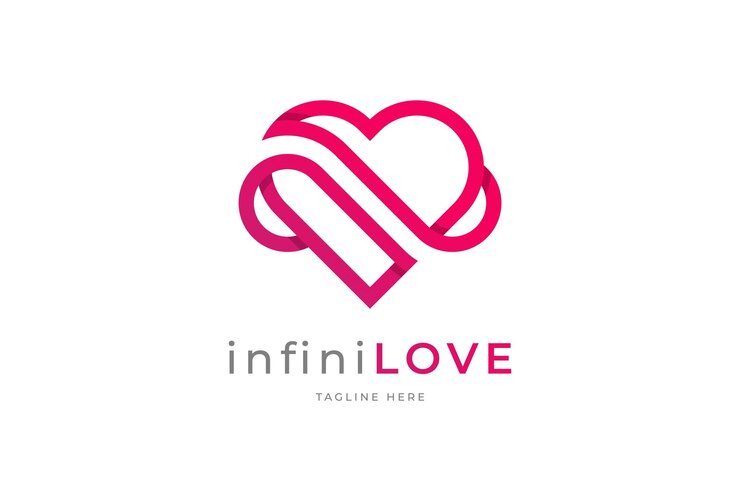 Vettore logo cuore d'amore con combinazione di icone infinite utilizzabile per loghi di marchi e aziende
