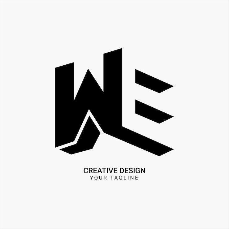 Vettore logo dal design unico e moderno di tipo isometrico piatto creativo we o ew