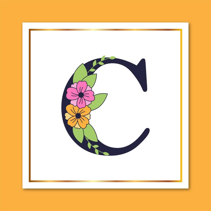Vettore logo decorativo elegante floreale della lettera c