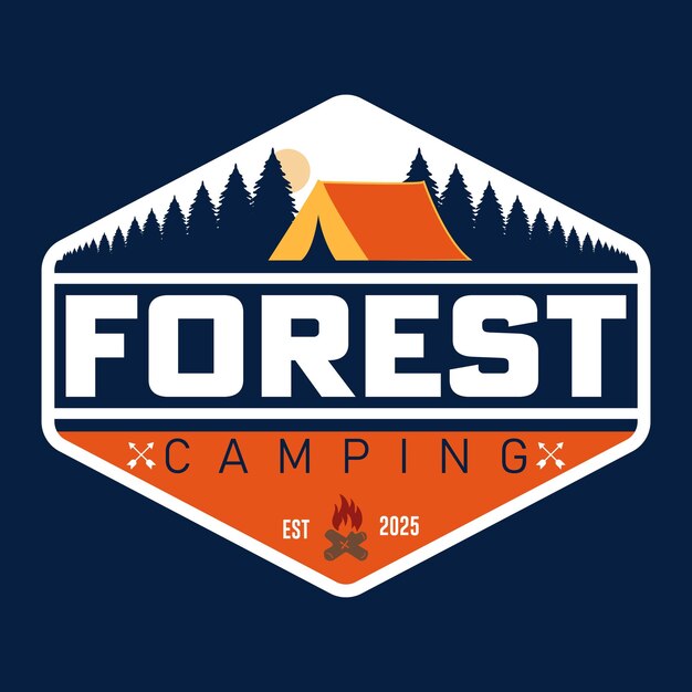 Logo dei distintivi da campeggio della foresta vintage