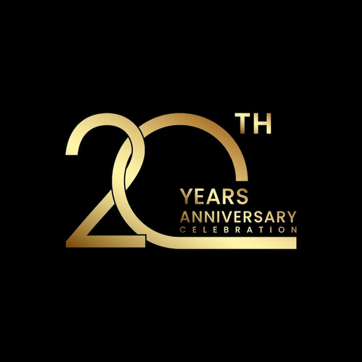 Vettore logo del 20° anniversario modello vettoriale dell'anniversario d'oro