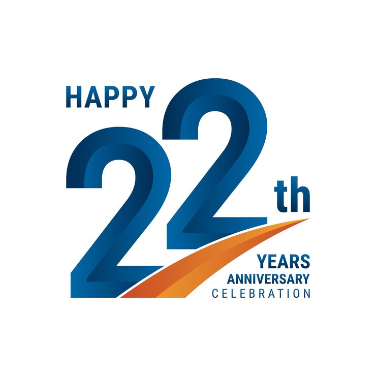 Vettore logo del 22° anniversario design del logo perfetto per l'illustrazione vettoriale della celebrazione dell'anniversario