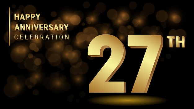 Logo del 27° anniversario con colore oro per opuscoli volantini riviste brochure manifesti striscioni inviti web o biglietti di auguri illustrazione vettoriale