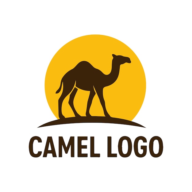 Logo del cammello con silhouette e sole dorato