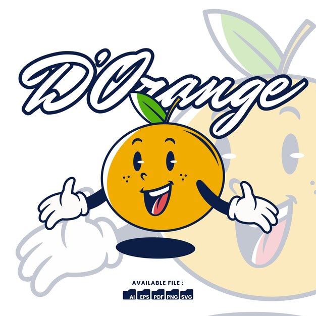 Logo del carattere della mascotte retrò vintage a Orange