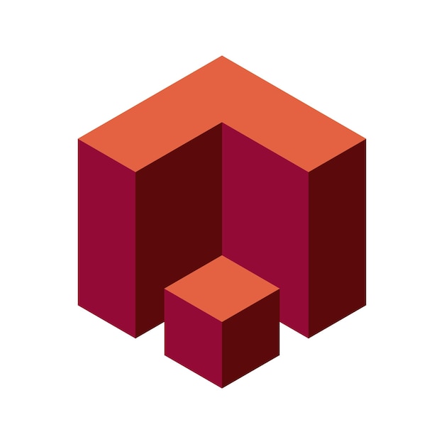 Logo del cubo design vettoriale geometrico Logotipo della società di scatola emblema techno alla moda in stile 3D isometrico