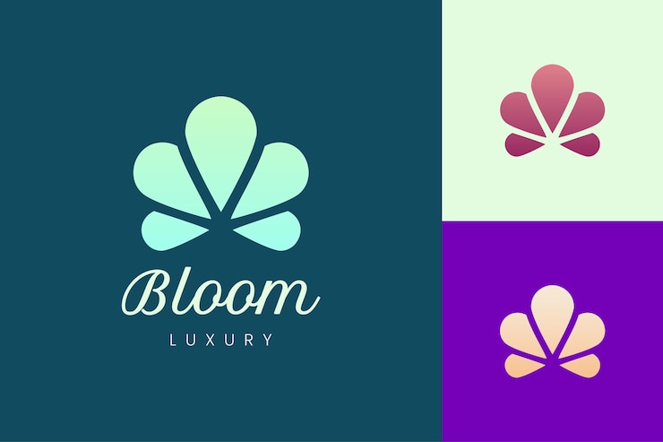 Logo del fiore in forma rotonda e pulita con colori tenui