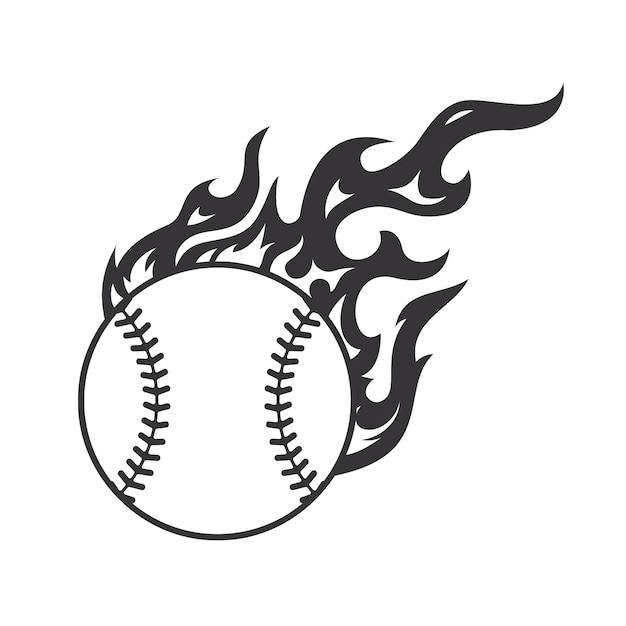 Logo del fuoco di baseball caldo silhouette club di softball design grafico loghi o icone vector illustrationxD