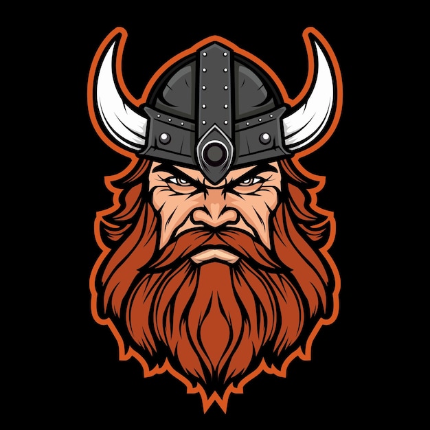 Logo del guerriero vichingo grigio arancione