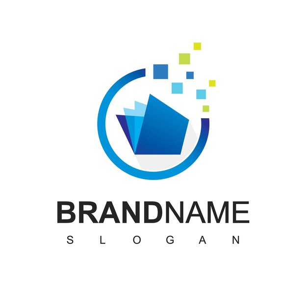 Logo del libro EIcona di apprendimento utilizzando il simbolo del pixel