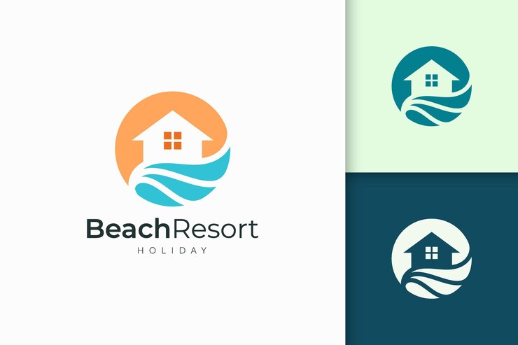 Logo del resort o della proprietà in forma astratta per attività immobiliari