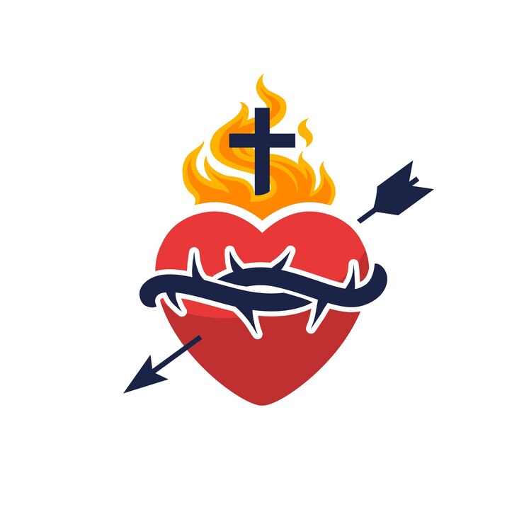 Vettore logo del sacro cuore di gesù