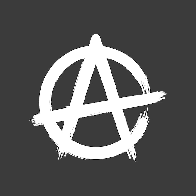 Logo del simbolo dell'anarchia dal design piatto