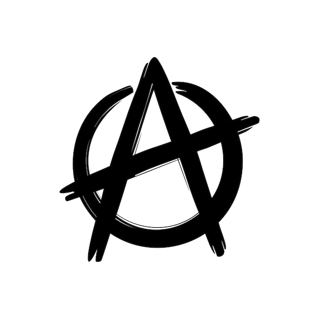 Logo del simbolo dell'anarchia dal design piatto