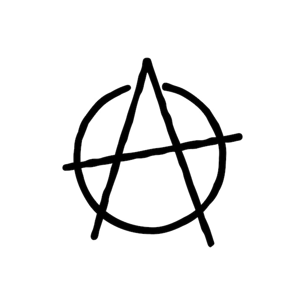 Logo del simbolo dell'anarchia dal design piatto