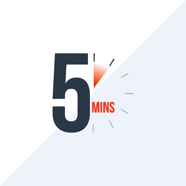 Vettore logo del timer dell'orologio a 5 minuti per l'uso web e delle app