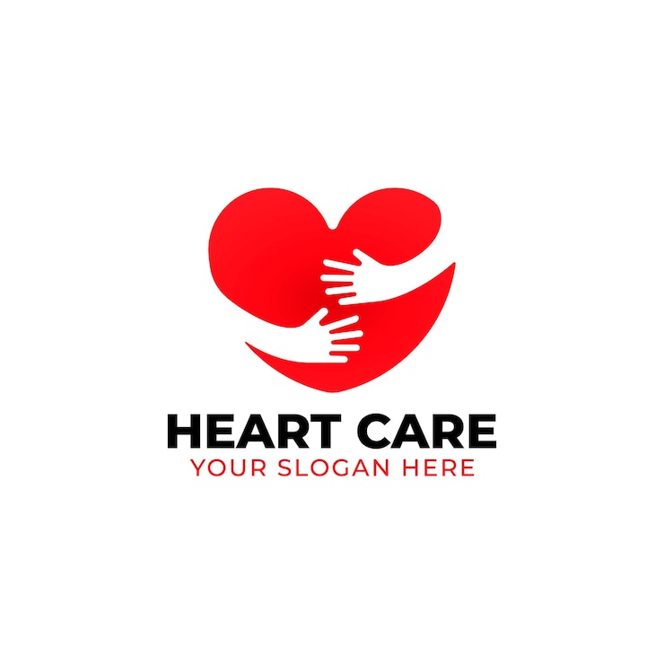 Vettore logo dell'abbraccio del cuore con la mano e il cuore progettati in stile minimalista