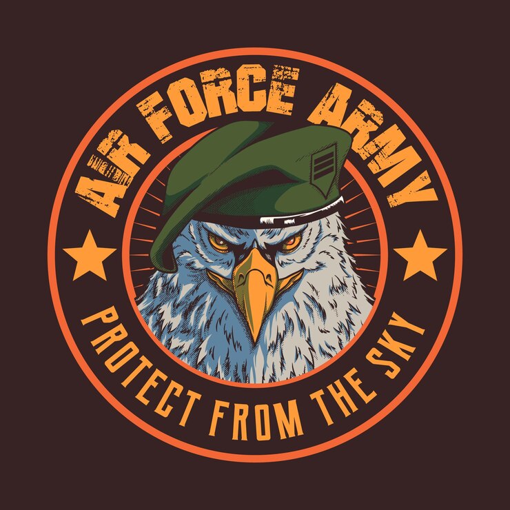 Logo dell'aeronautica militare che utilizza la mascotte dell'aquila con stile disegno a mano