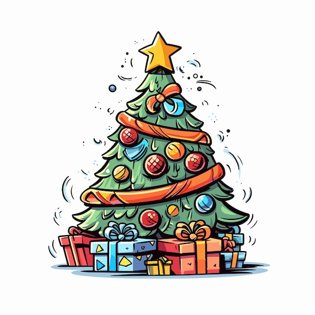Logo dell'albero di Natale in illustrazione vettoriale in stile Deklart Graffiti