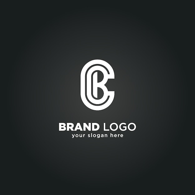 Logo dell'alfabeto C e del monogramma B su sfondo nero